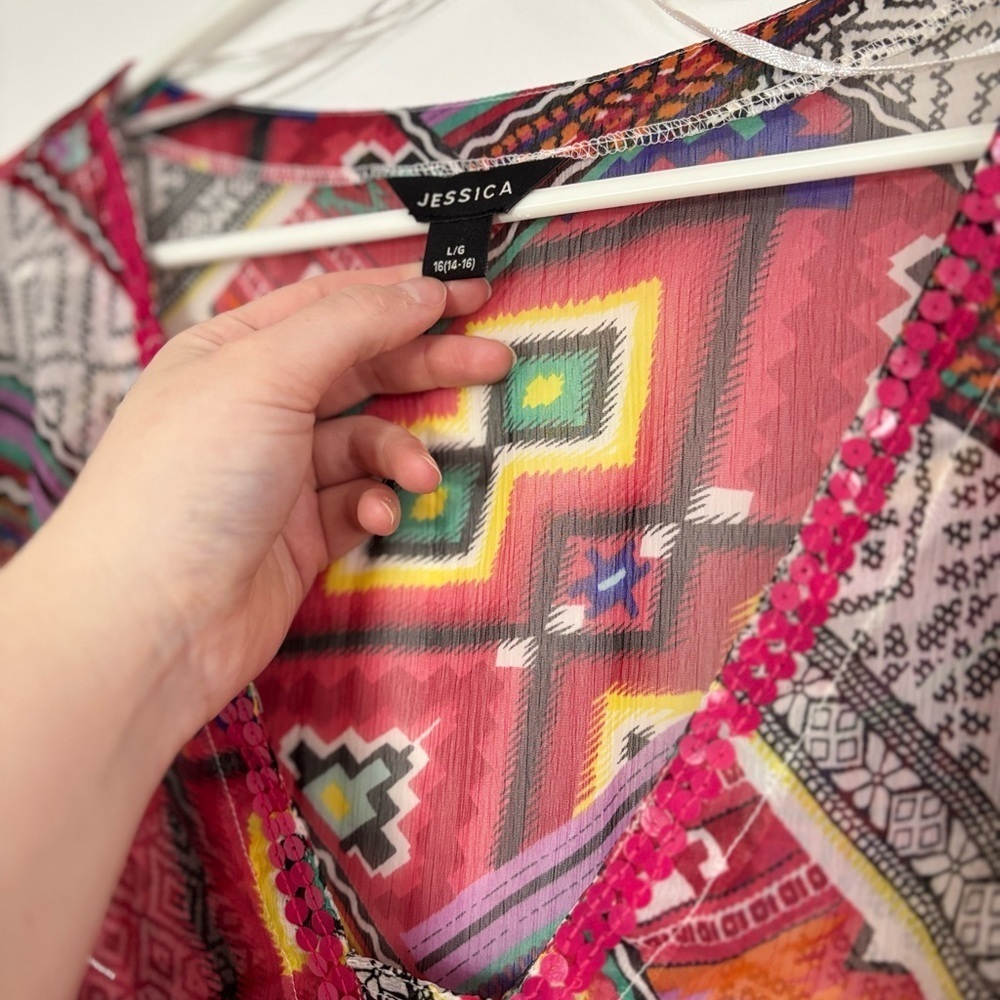 🎉4/30$🎉 Jessica Vintage Multicolor Boho Tunic – Size L - Picture 2 of 5